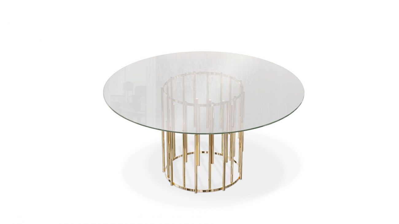 Mesa de Jantar Ellender, Mesa de Vidro Graca Interiores