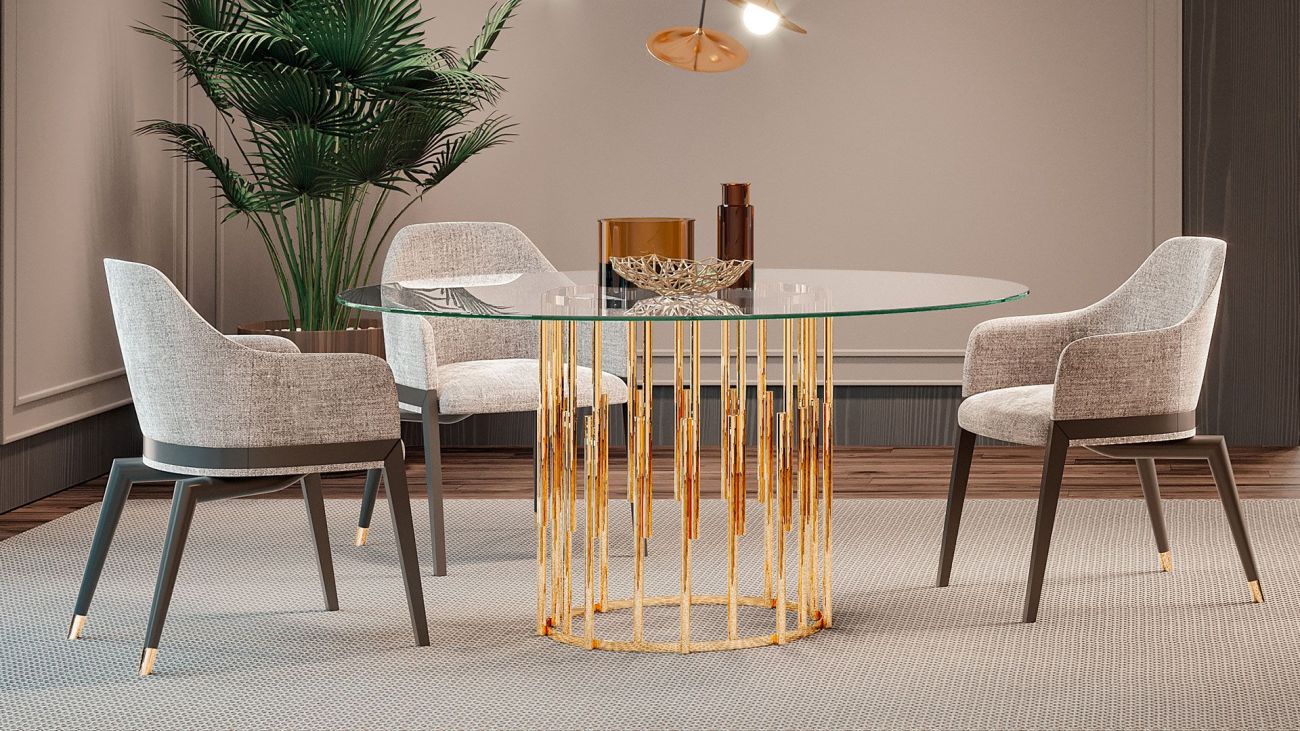 Mesa de Jantar Ellender, Mesa de Vidro Graca Interiores