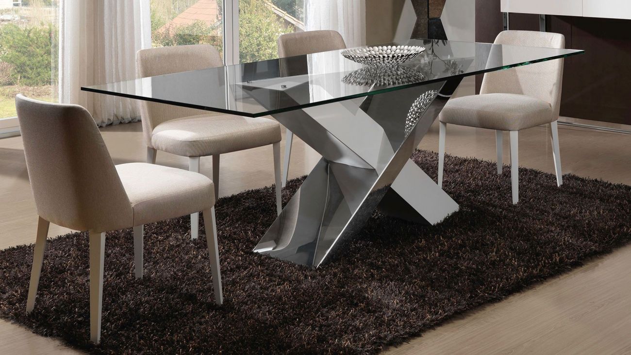 Mesa de Jantar Lotus II, Mesa de Vidro Graca Interiores