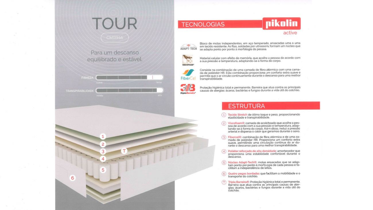 Colchão Tour, Colchões Molas Pikolin