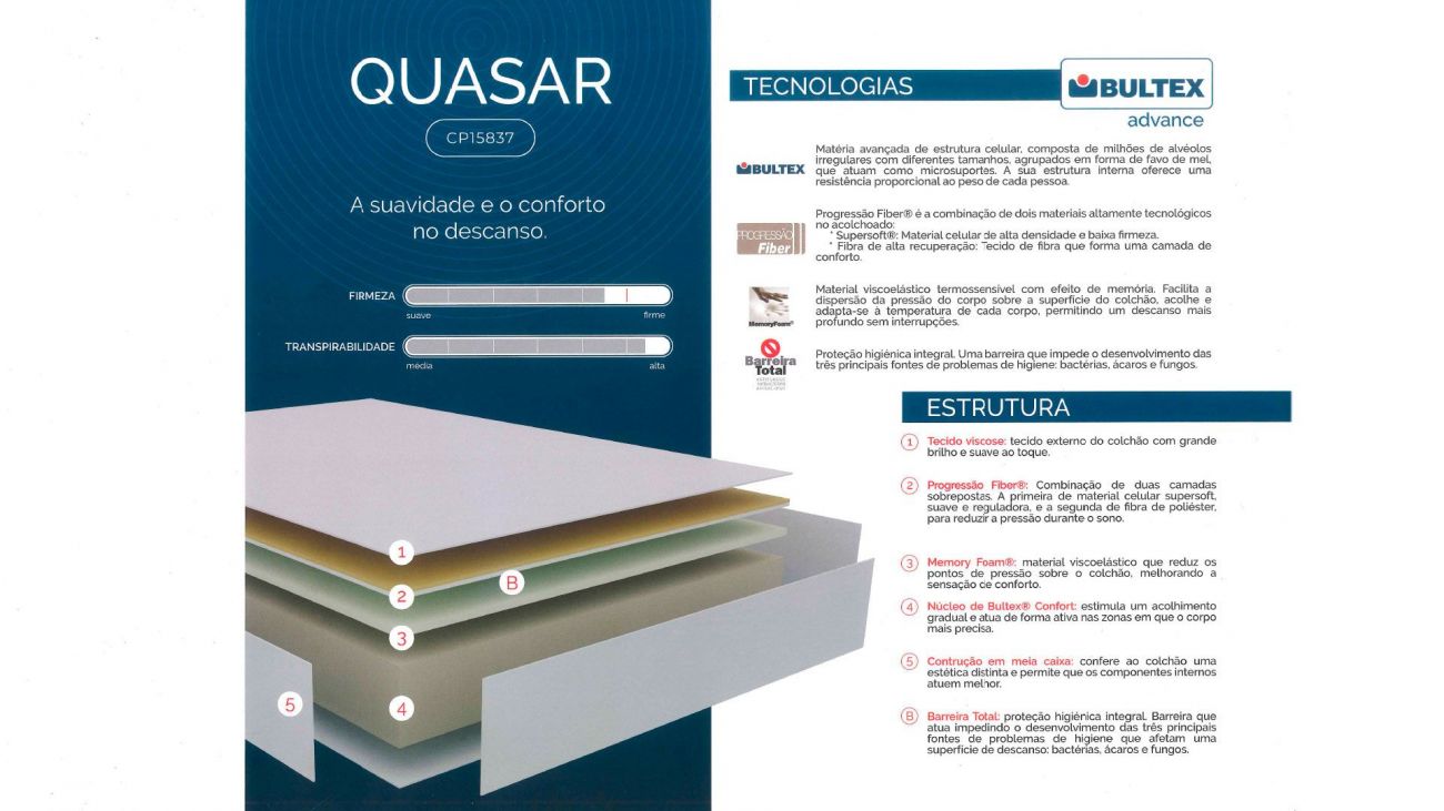 Colchão Quasar, Colchao Sem Molas Graca Interiores
