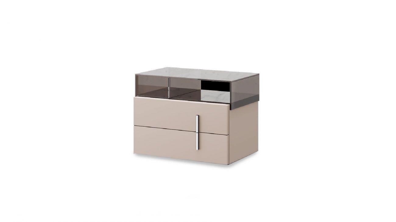 Mesa de Cabeceira Gilv c/ Vidro 2G, Mobiliário Graça Interiores