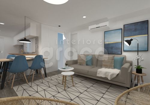 Sala de estar com cozinha